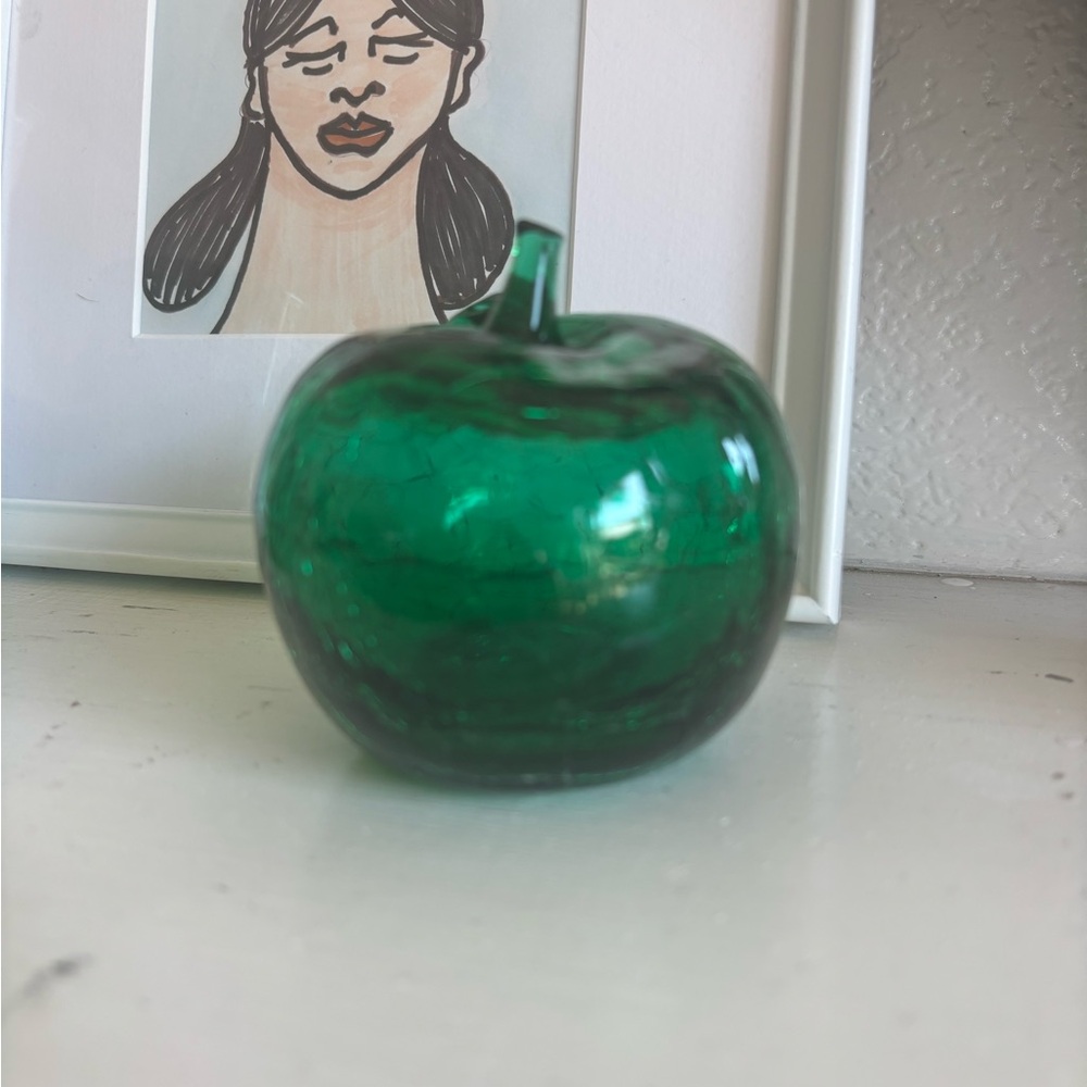 Vintage Glass Apple Green Crackle
